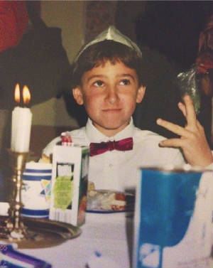 Aidan with kippah in third grade at SSDS.JPG