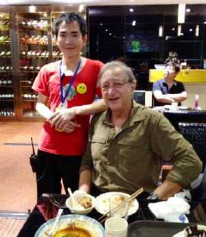 Peking duck house waiter and Harlan.JPG