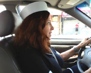Pattie behind the wheel.JPG