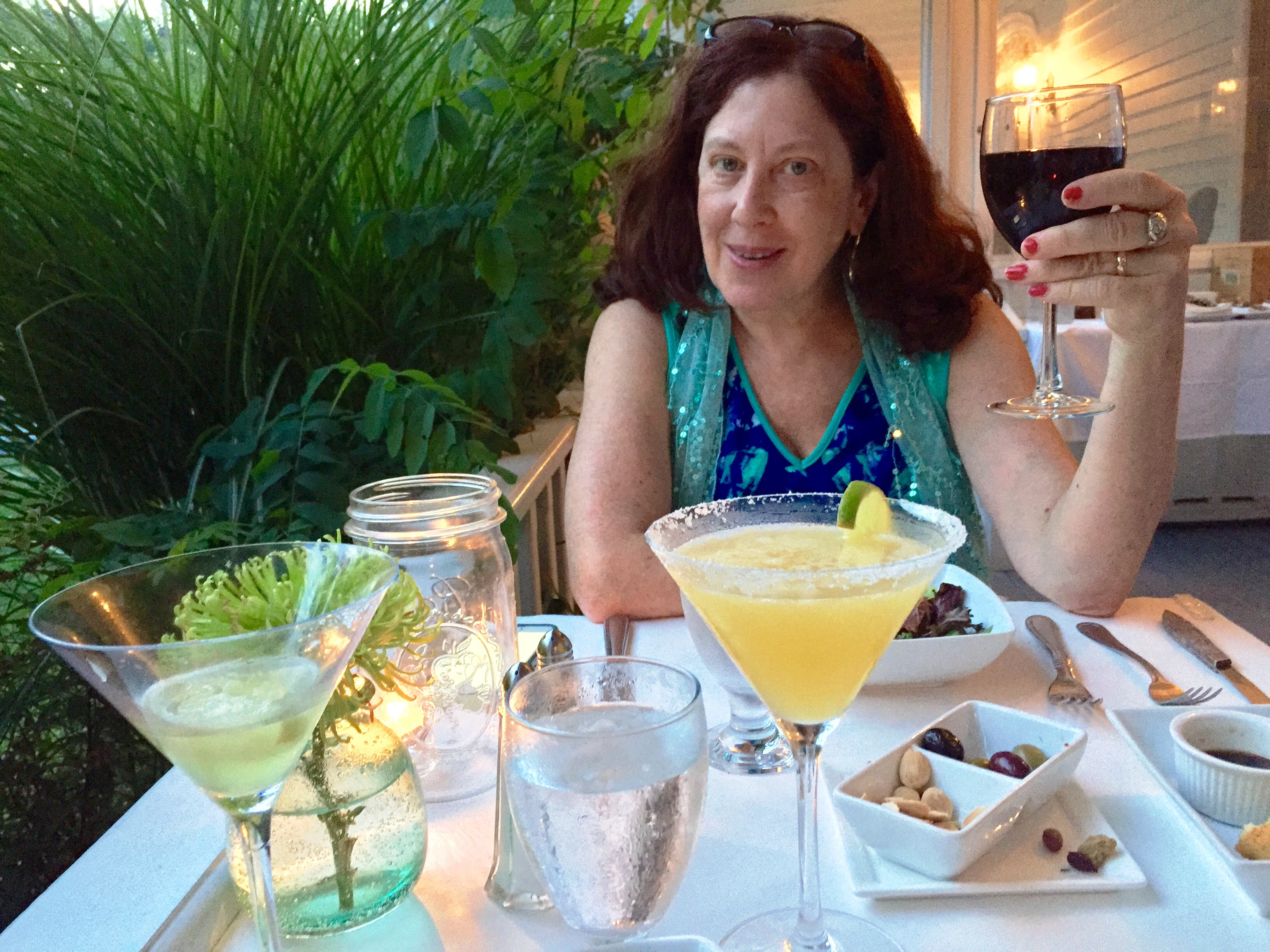 Pattie enjoying Shelter Island House dinner.jpg